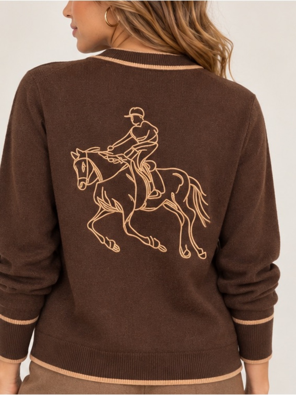 165.New Embroidered Horse Cardigan